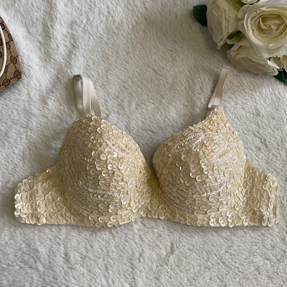 Ivory Beaded and Sequin Bra Top